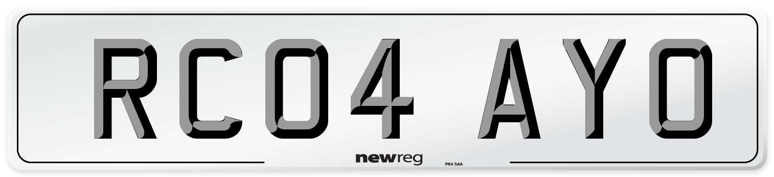 RC04 AYO Number Plate from New Reg